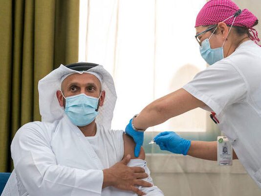 The Effects of Covid-19 on UAE Start-ups Sheikh receiving corona virus vaccine